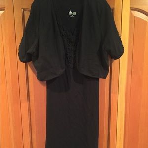 Jersey cotton knit dress with appliqués black XL